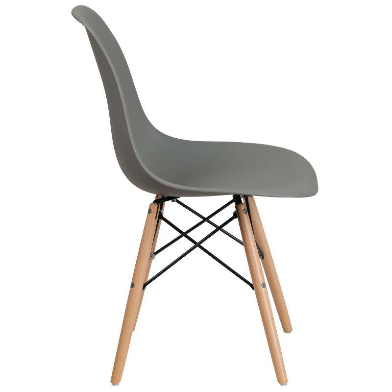 Flash Furniture Elon Series Plastic Chair with Wooden Legs for Versatile Kitchen, Dining Room, Living Room, Library or Desk Use