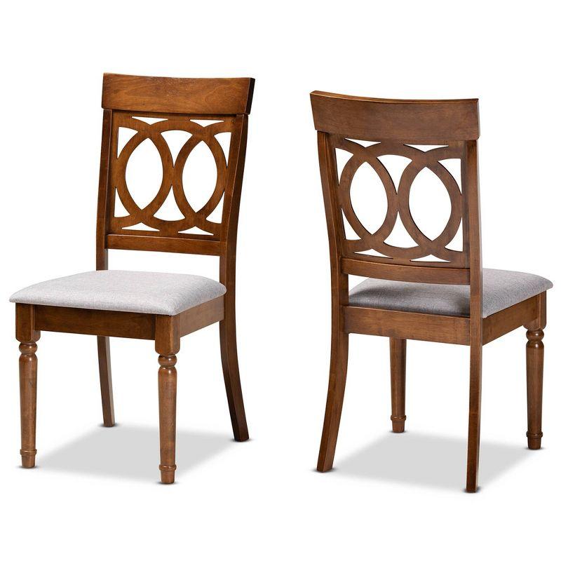 Walnut Brown and Grey Upholstered Cane Side Chair Set