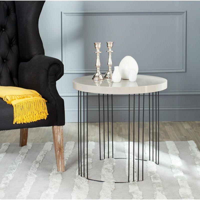 Kelly Mid Century Scandinavian Lacquer Side Table - Taupe/Black - Safavieh.