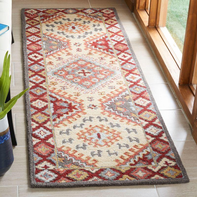 Aspen APN801 Hand Tufted Indoor Runner Rug - Red/Ivory - 2'3"x11' - Safavieh