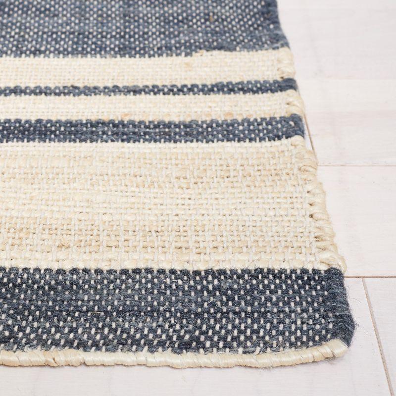 Ivory and Charcoal Handwoven Wool and Cotton Rug 5' x 8'