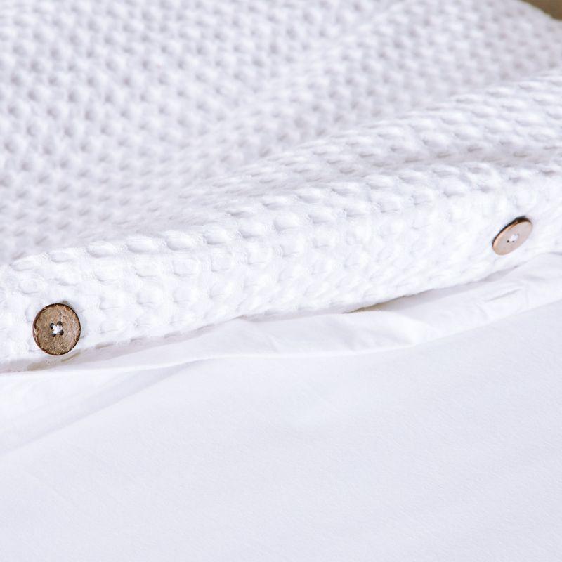 Textured Duvet Cover & Shams | 3 Piece Set Soft 100% Cotton | White Duvet Cover by California Design Den - White Waffle, Oversized King