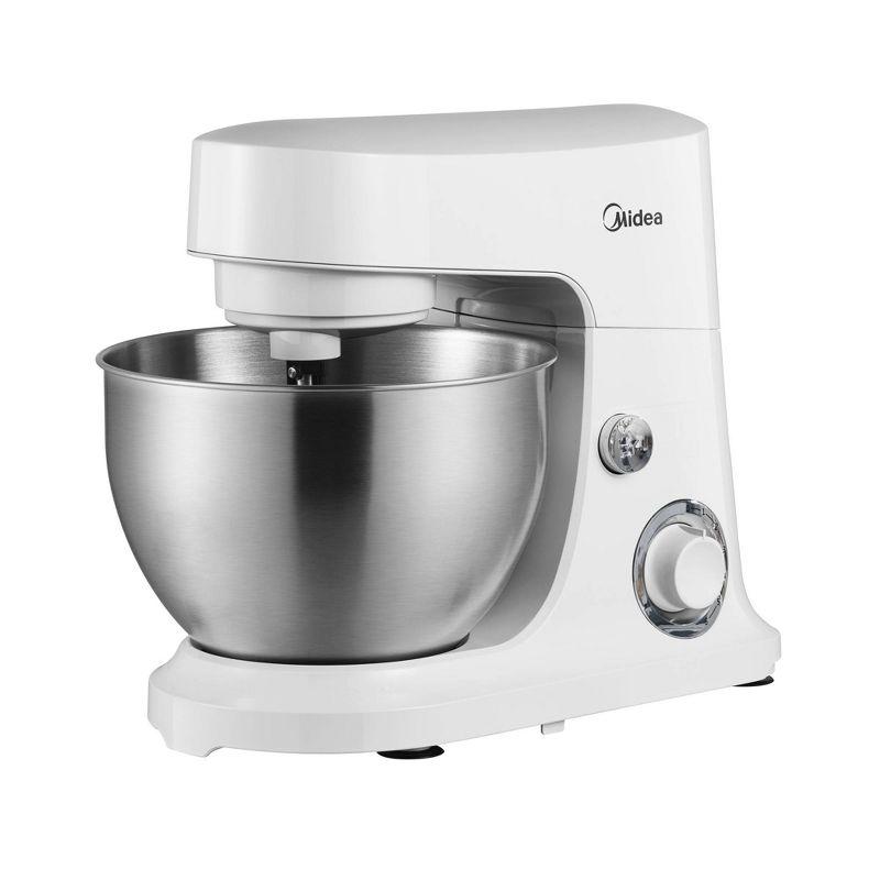 Midea 5qt 6-Speed Stand Mixer White: 300W, Tilt Back Head, 5 Quart Stainless Steel Bowl, Dishwasher-Safe Parts