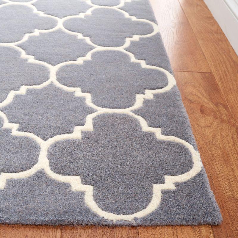 Moroccan Chevron Dark Grey & Ivory Wool 7' Square Area Rug