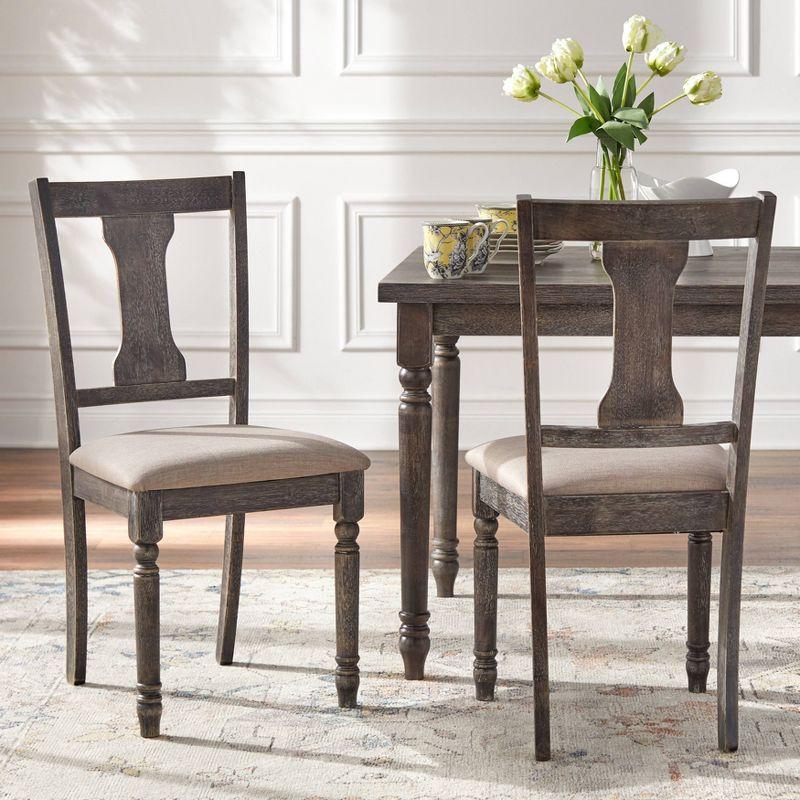 5pc Burntwood Dining Set Gray - Buylateral: Farmhouse-Inspired, Rubberwood & MDF, Non-Extension Rectangle Table