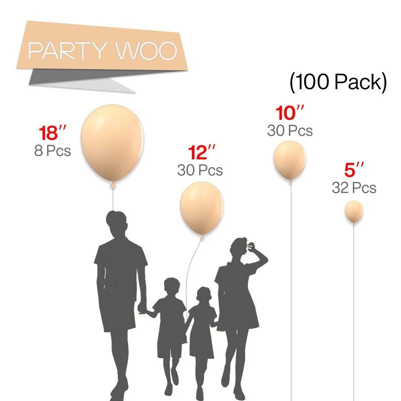 PartyWoo Balloons Nude Boho Apricot Beige 18 12 10 5 Inch 100 pcs