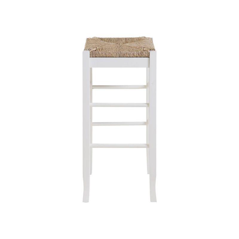 29" Rush Seat Hardwood Barstool White - Boraam: Solid Frame, Double Stretcher Bars, Handwoven Seat