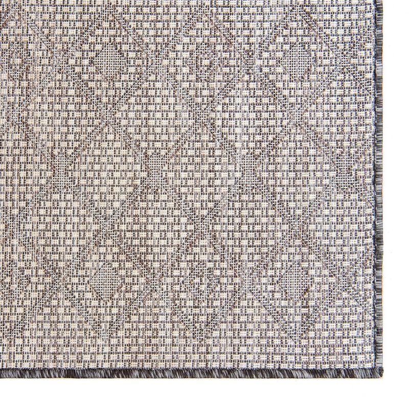 Charcoal Gray Trellis 5'3" Square Synthetic Outdoor Rug