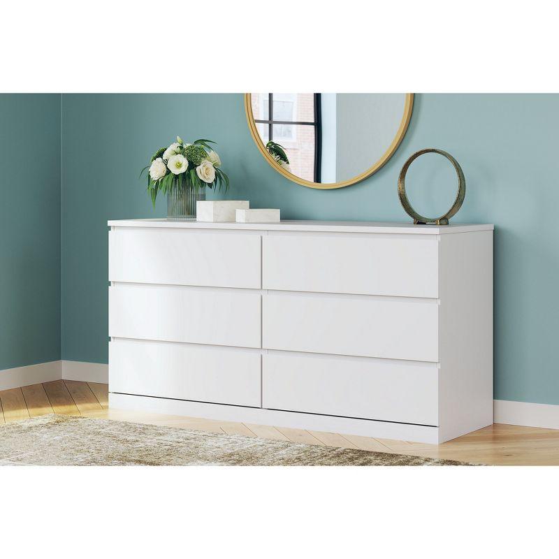 Signature Design by Ashley Onita Modern 6 Drawer Dresser, White