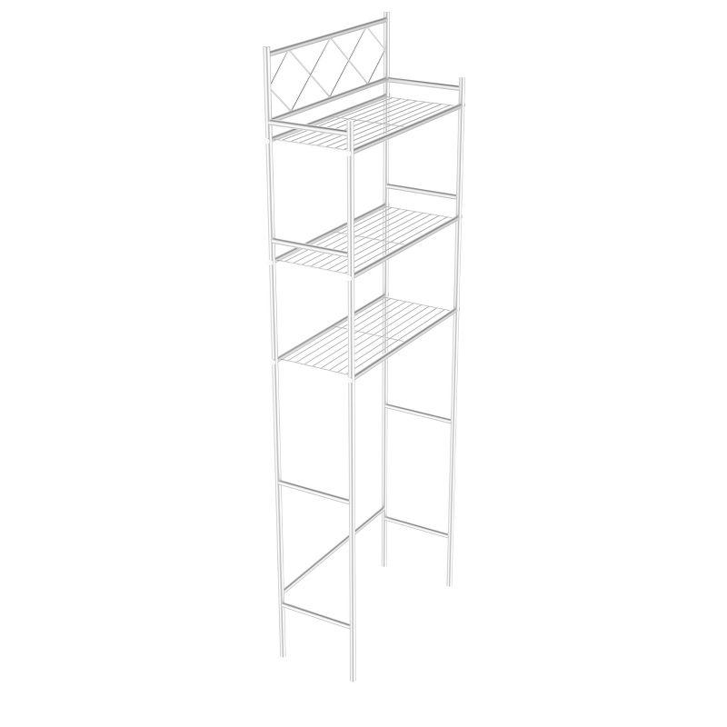 Metal Over The Toilet Space Saver and Organizer White - J&V TEXTILES: Powder-Coated Stainless Steel, 3 Fixed Shelves