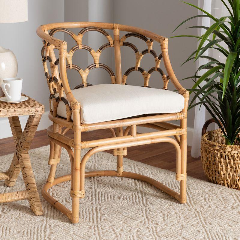 bali & pari Aster Modern Bohemian Natural Brown Rattan Armchair