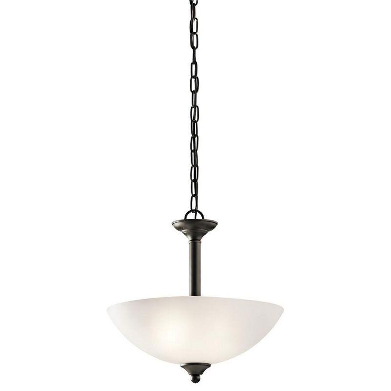 Jolie 15" Distressed Bronze Inverted Pendant with White Glass Shade