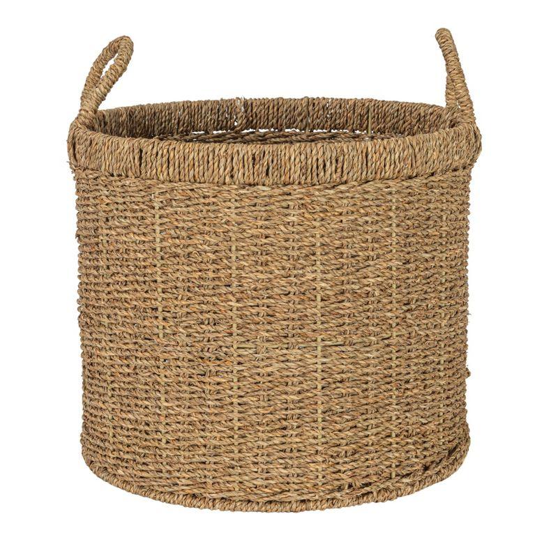 Round Seagrass Basket with Handles, Natural