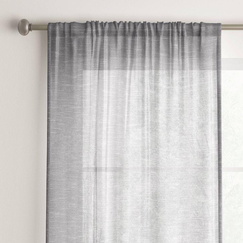 Gray Light Filtering Polyester Rod Pocket Window Panels, Set of 2