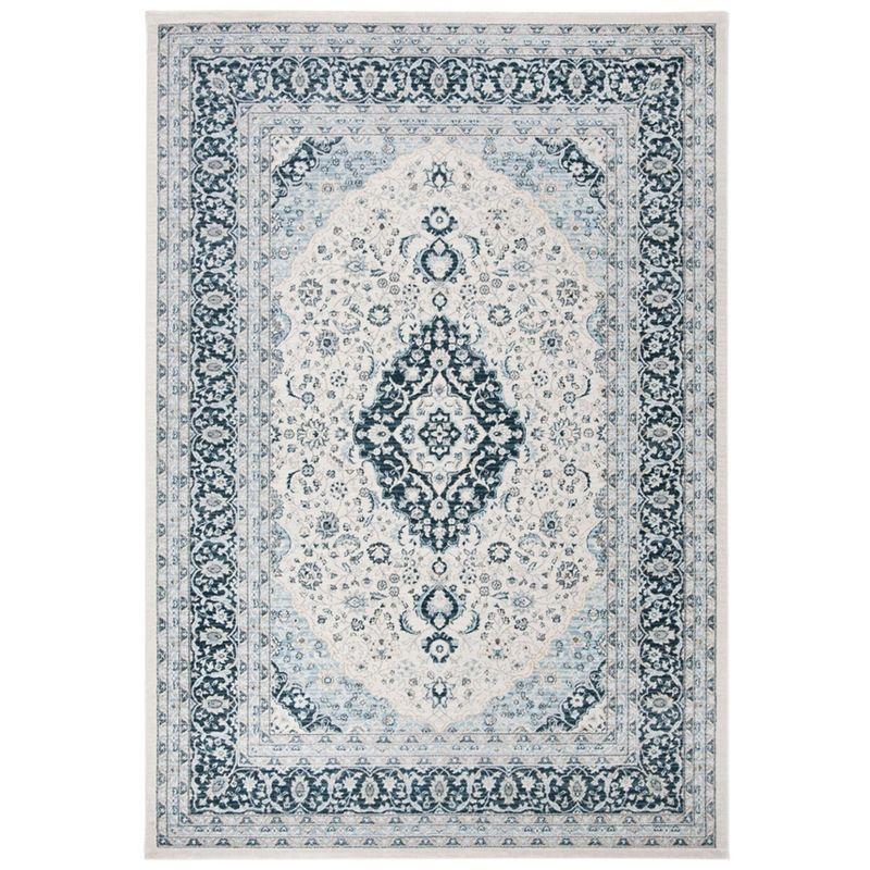 Isabella ISA919 Power Loomed Area Rug - Cream/Dark Blue - 4'x6' - Safavieh