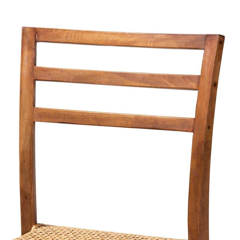 Arthur Wood and Rattan Counter Height Barstool Natural/Walnut - bali & pari: Bohemian Style, No Assembly Required