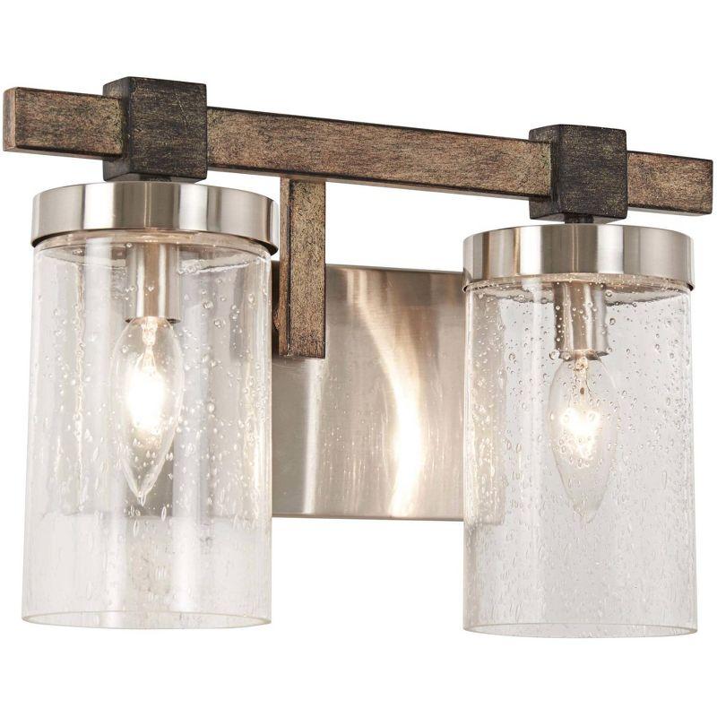 Minka Lavery Industrial Wall Light Sconce Brushed Nickel Hardwired 14" 2-Light Fixture Clear Seeded Glass for Bathroom Vanity