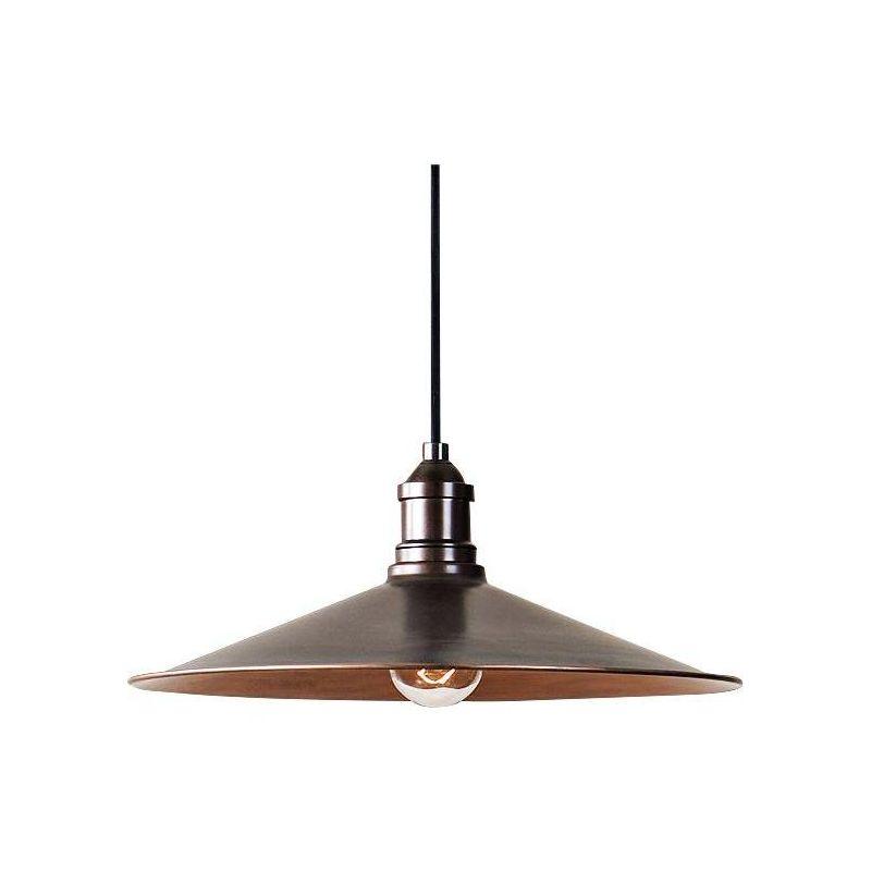 Antique Copper 14" Wide Industrial Pendant Light with Glass Shade