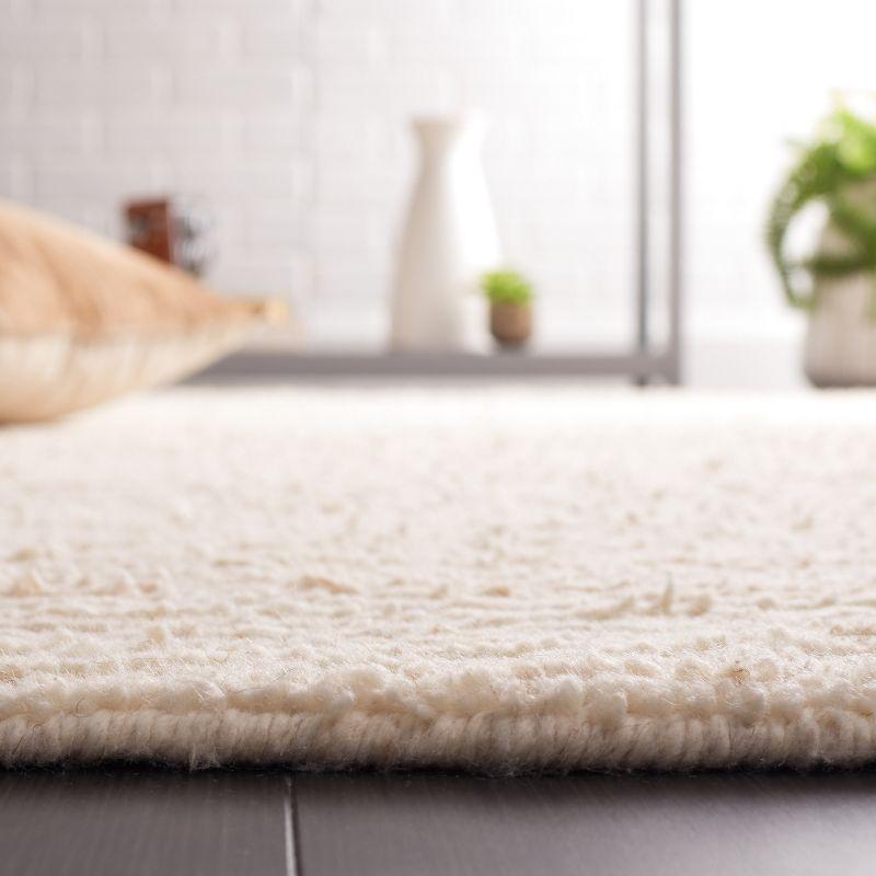 Handmade Beige Ivory Shag Wool-Cotton Blend Tufted Rug