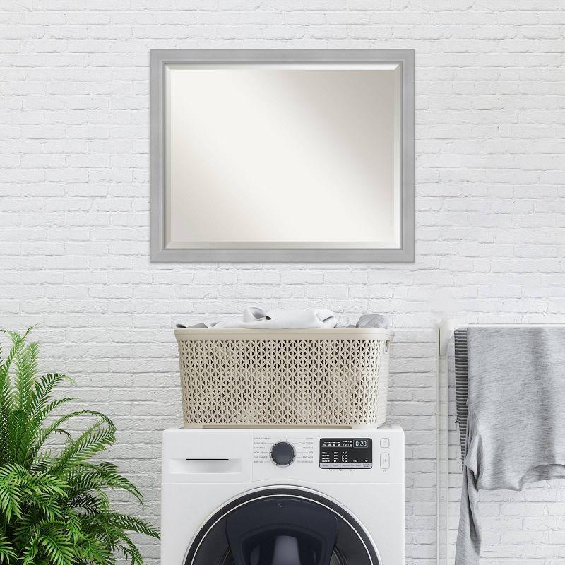 31" x 25" Vista Brushed Nickel Wall Mount Mirror for Bathroom - Amanti Art: Includes Beveled Glass