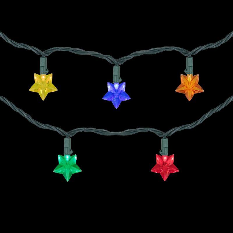 Northlight 20-Count Multi-Colored Star Shaped LED Christmas Light Set- 4.5ft, Green Wire