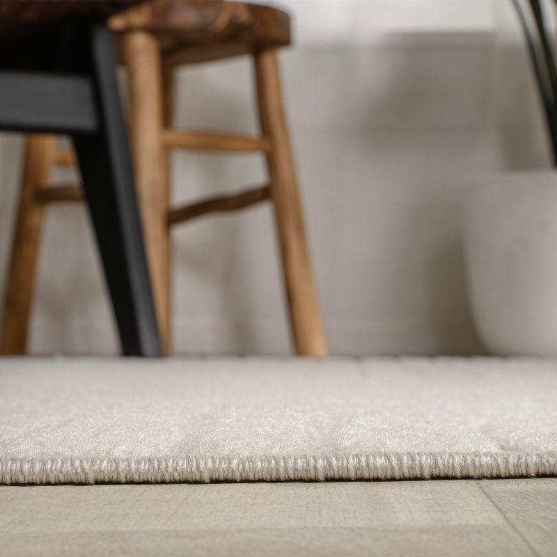 JONATHAN Y Skagen High-Low Minimalist Curve Geometric Ivory/Cream 3 ft. x 5 ft. Indoor/Outdoor Area Rug