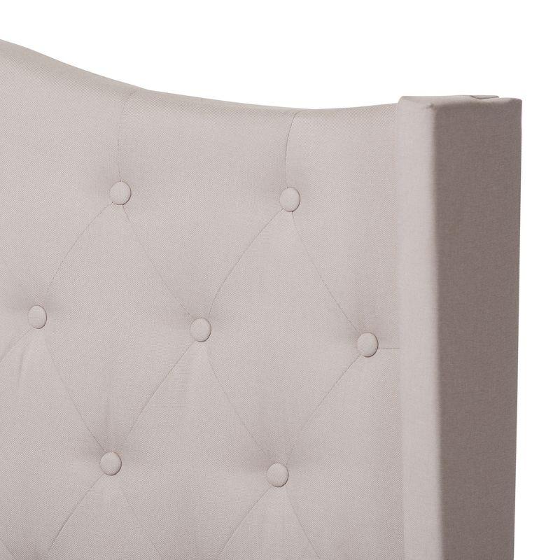 Baxton Studio Queen Alesha Bed Beige: Modern Contemporary Design, Engineered Wood Frame, Curved Winged Headboard