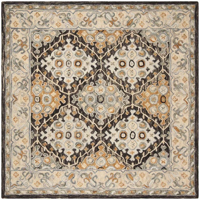 Aspen Beige and Brown 7' Square Hand Tufted Wool Rug