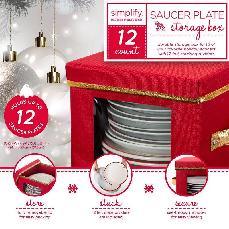 Saucer Dinnerware Storage Box - Simplify: Protective Dishware Case, Felt Dividers, Stackable