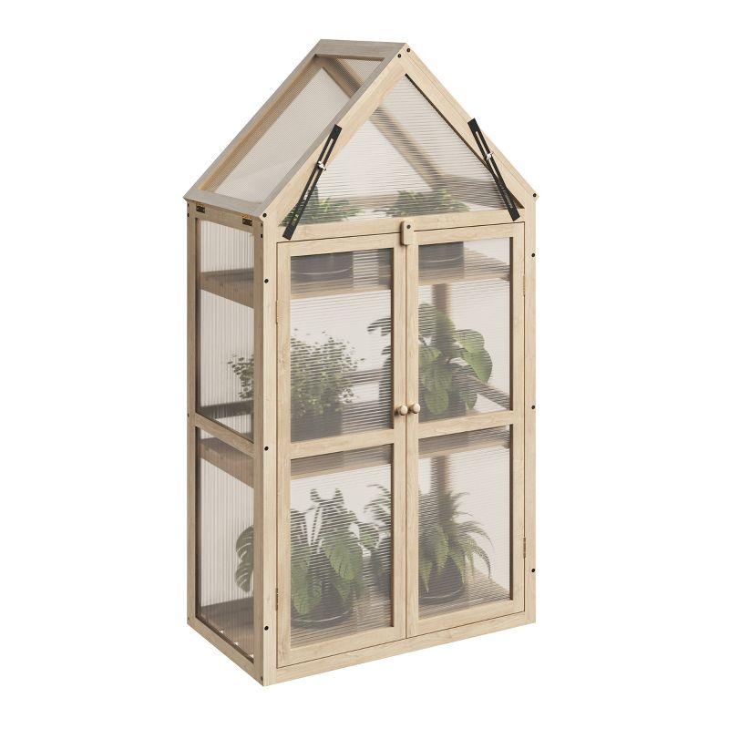 Home-Complete Wood Cold Frame Greenhouse with Adjustable Shelves