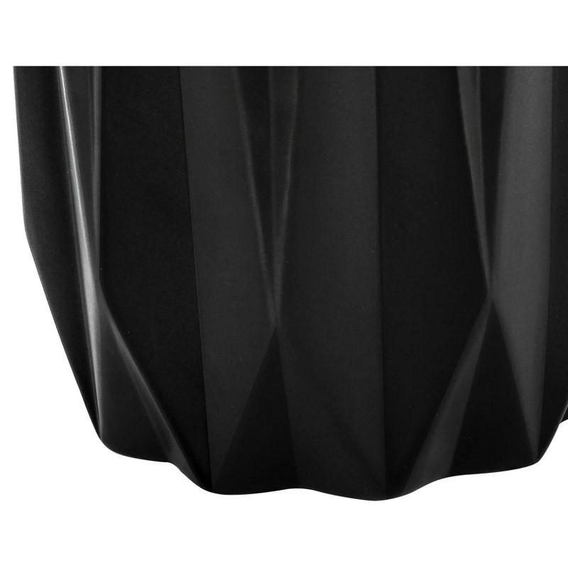 Benjara Table Lamp, 25 Inch Black Textured Ceramic Base, Ivory Fabric Shade