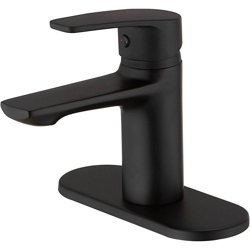 Matte Black Single-Handle Low-Arc Bathroom Faucet with Drain