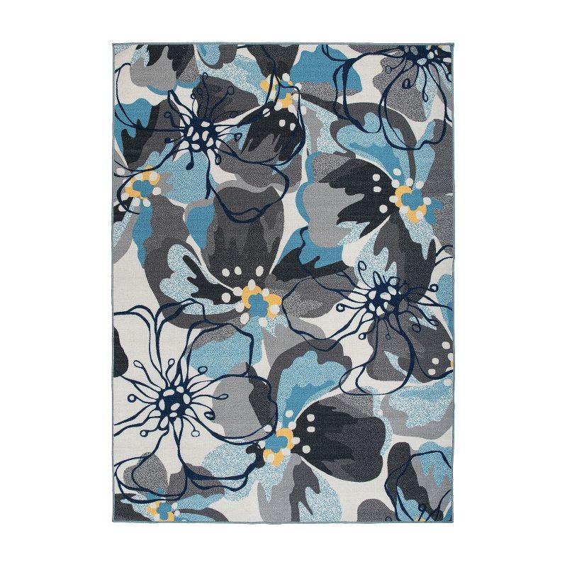 World Rug Gallery Modern Floral Non-Slip (Non-skid) Indoor Area Rug - Gray 5'3" x 7'3"