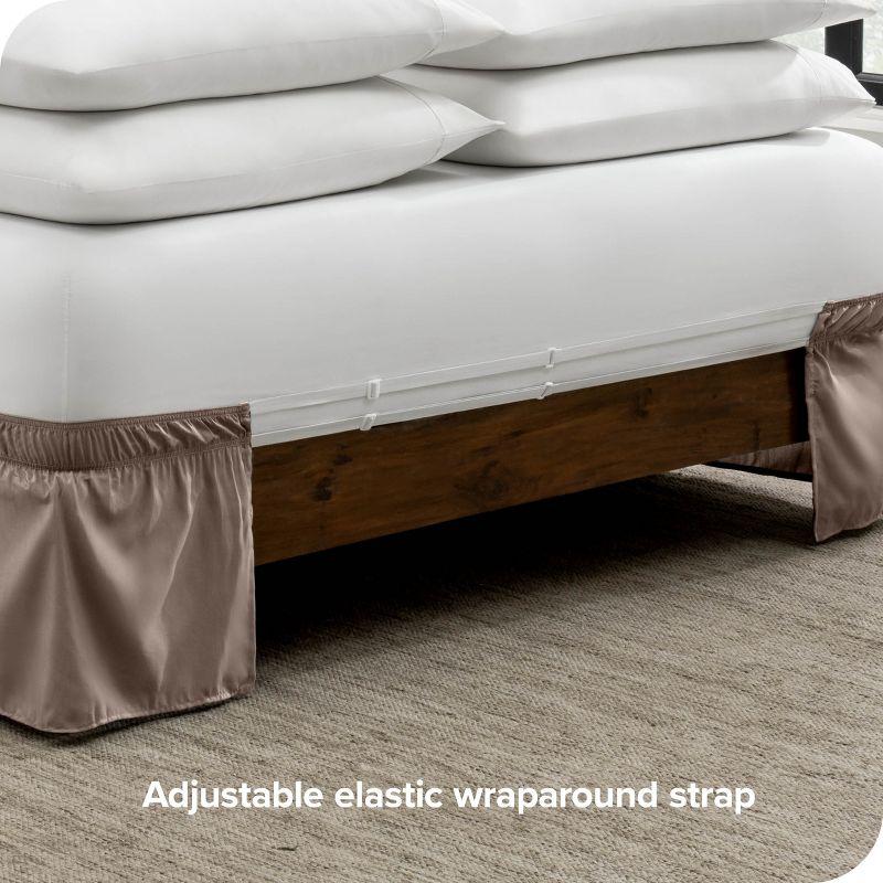 Taupe King Adjustable Ruffled Polyester Bed Skirt