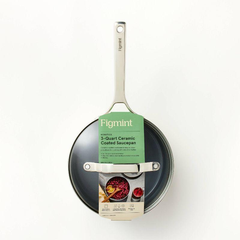 3qt Nonstick Ceramic Coated Aluminum Sauce Pan Cream - Figmint™