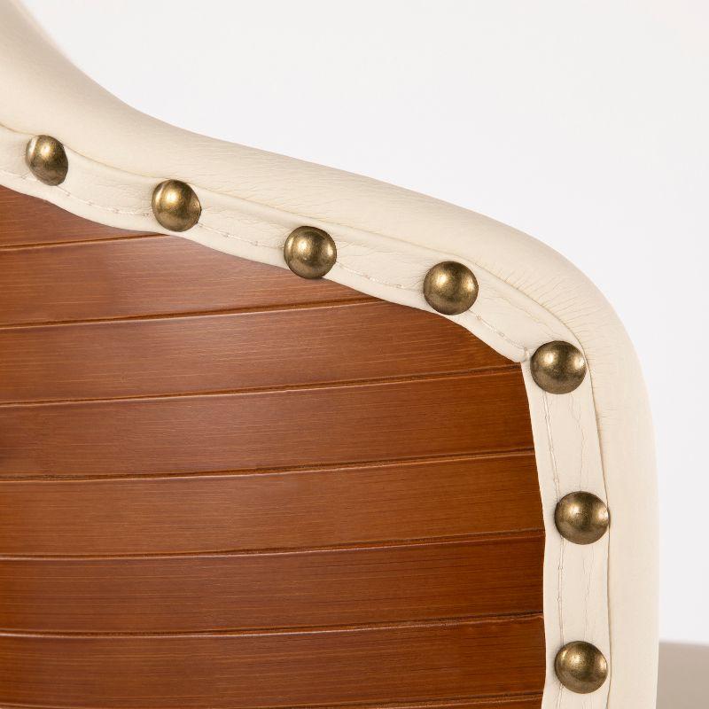 LumiSource 26" Ahoy Mid-Century Modern Counter Height Barstool Walnut/Cream: Swivel Seat, Padded Back, Wood Legs