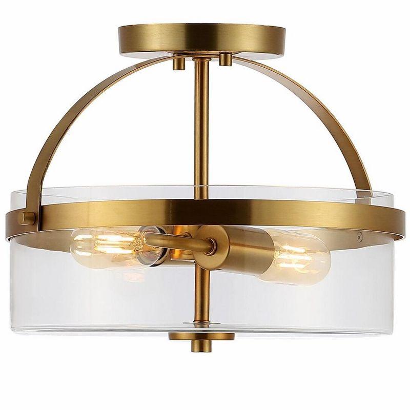 Nensor 2 Light 13" Flush Mount - FLU4051 - Brass/Clear - Safavieh