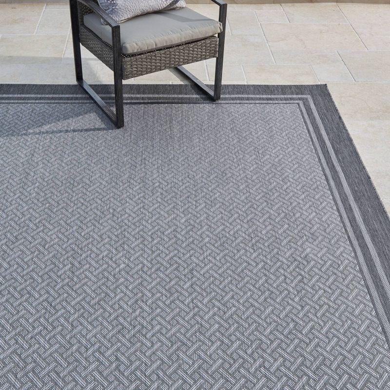 Ash and Steel Flat Woven Reversible 8' x 10' Outdoor Rug