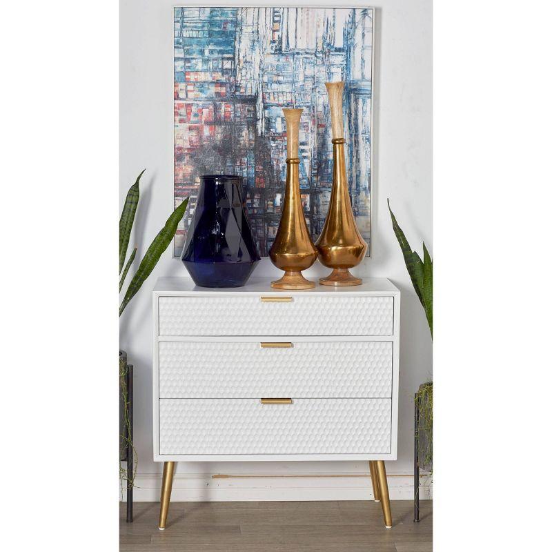 Modern White Wood and Metal 3-Drawer Storage Cabinet