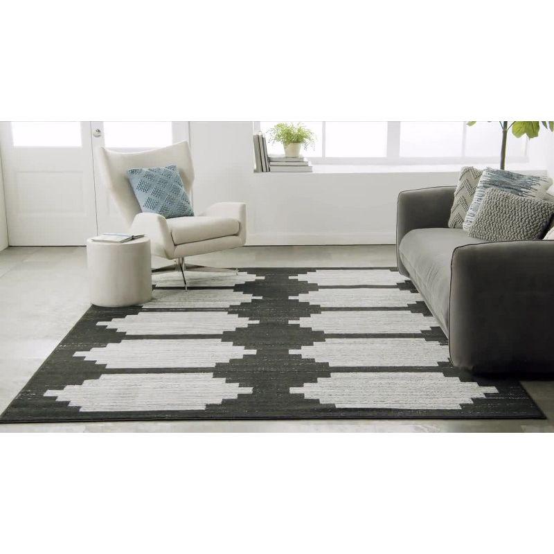 Geometric Bliss Black & Grey Synthetic 6' x 9' Area Rug