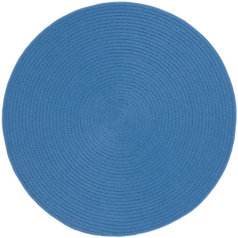 Blue Braided Round 3' Area Rug with Synthetic Fibers