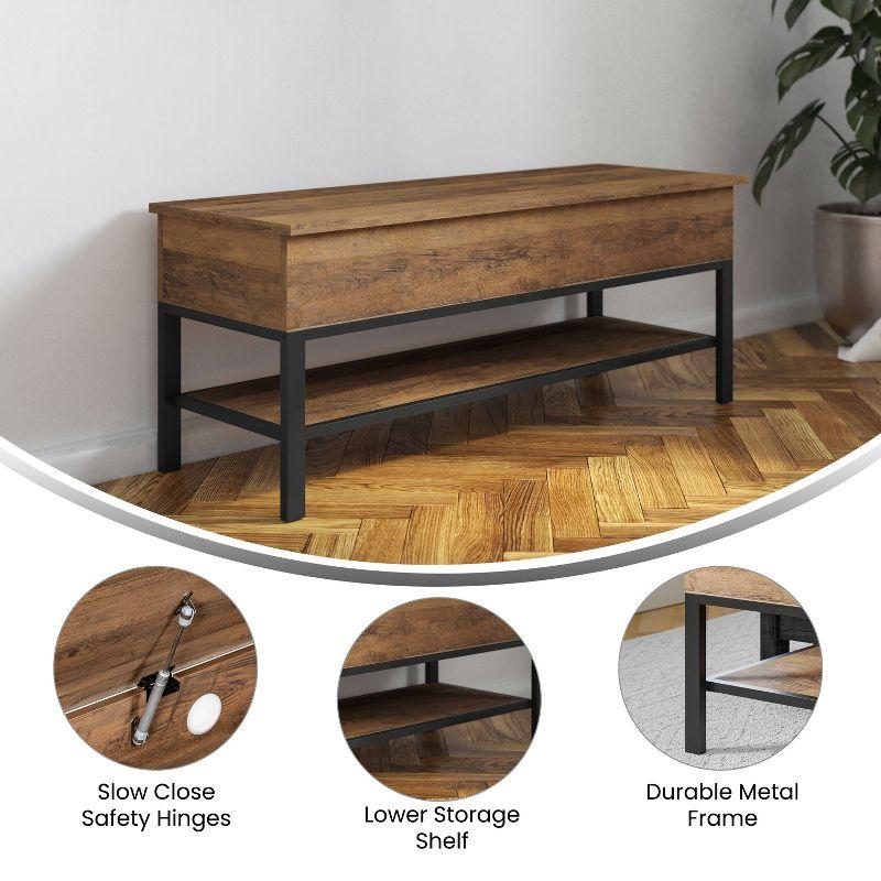 Flash Furniture Wyatt Farmhouse Entryway Storage Bench with Lower Shelf Perfect for Entryway, Mudroom, or Bedroom