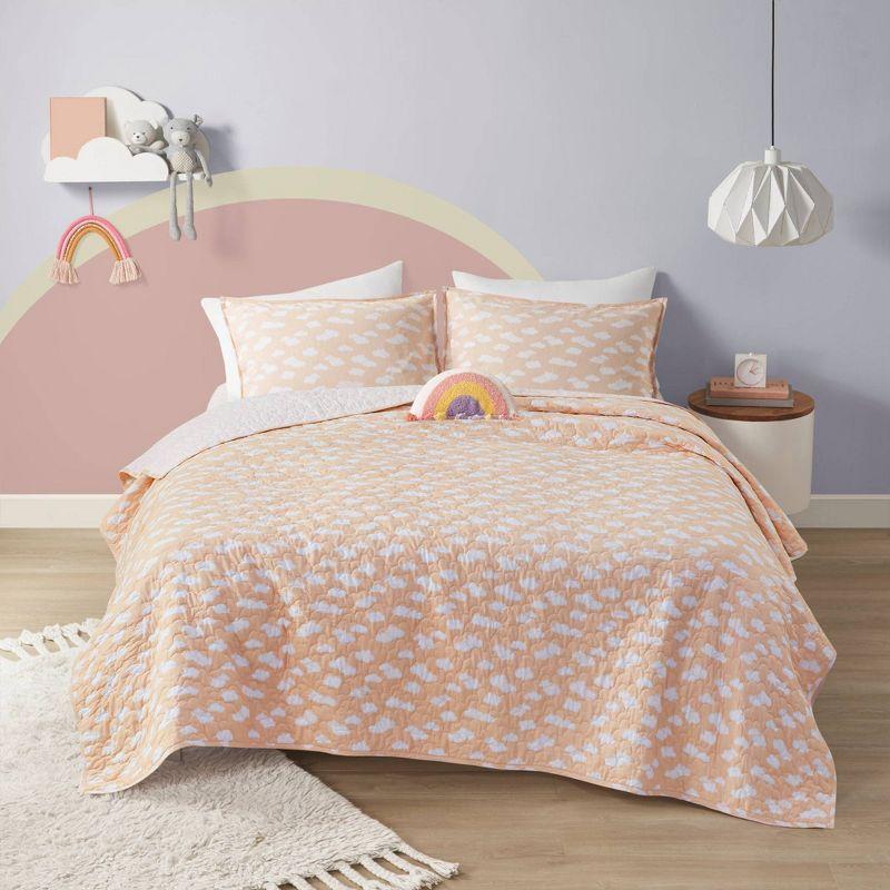 Mandy Sunshine Printed Reversible Kids' Quilt Set Yellow/Coral - Urban Habitat