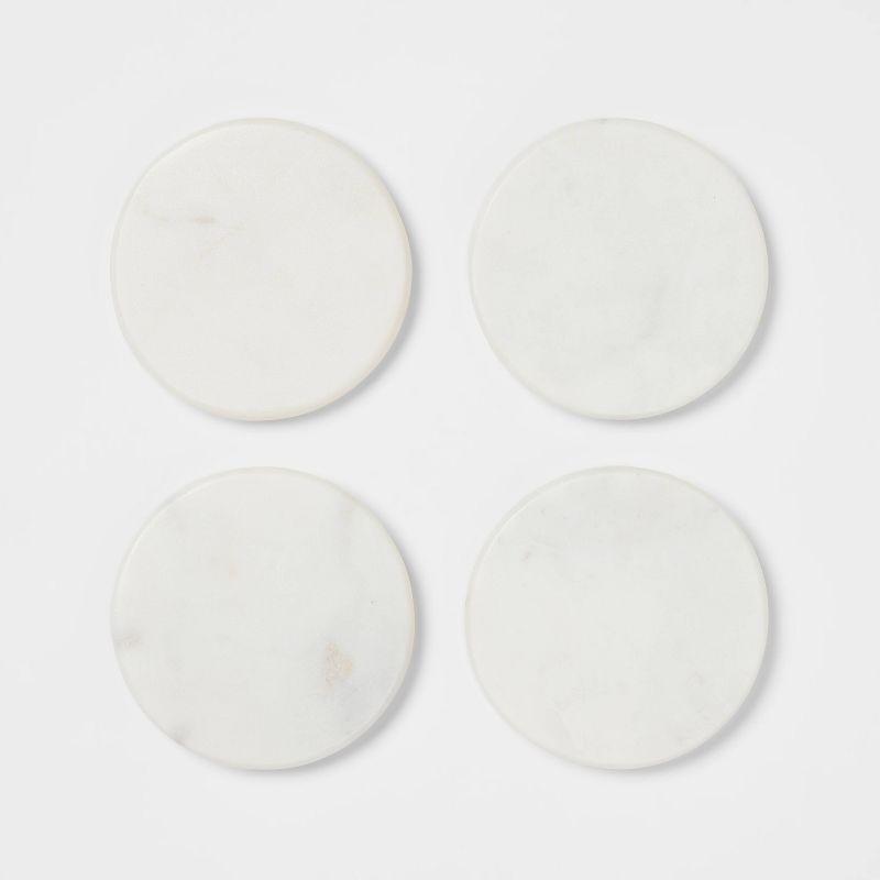 4pk Marble Coasters White - Threshold™