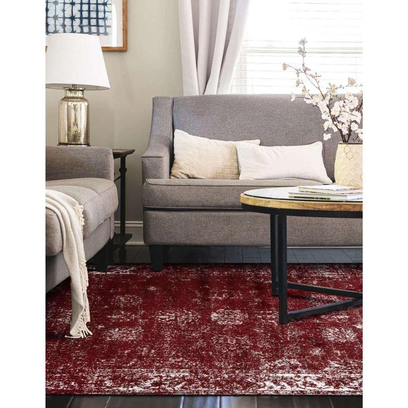 Burgundy Rectangular Synthetic Reversible Area Rug