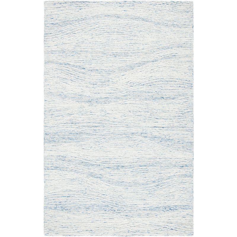 Light Blue Hand-Tufted Wool 4' x 6' Rectangular Rug