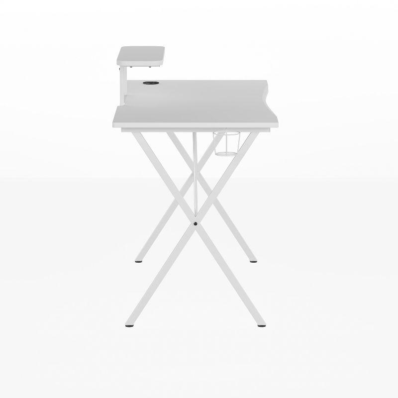 Flash Furniture White Gaming Desk with Cup Holder, Headphone Hook, and Monitor/Smartphone Stand