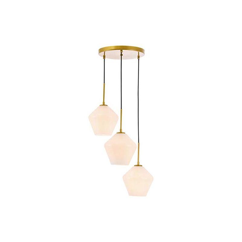 Modern Brass and Frosted White Glass Pendant Light