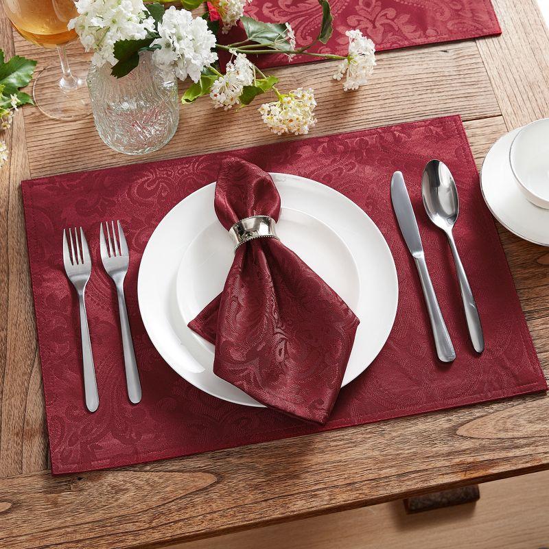 Cranberry Jacquard Damask Napkin Set, 17" x 17", Set of 4