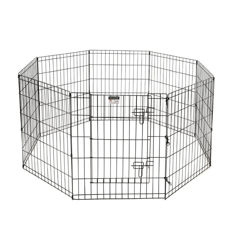 Pet Adobe Folding 8-Panel Folding Metal Wire Pet Playpen - Satin Black